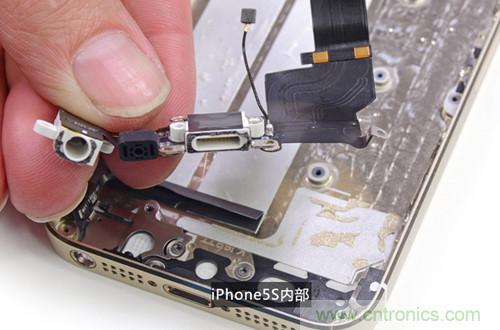 土豪金iPhone 5S拆解：內(nèi)部結(jié)構(gòu)升級，維修難度增加