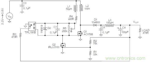 圖2：基于MOSFET的焦耳小偷電路。