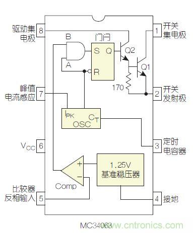 圖2：MC34063是該電路核心。