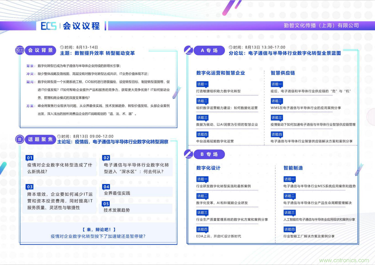 ECS 2020|第二屆中國電子通信與半導(dǎo)體CIO峰會正式啟動！