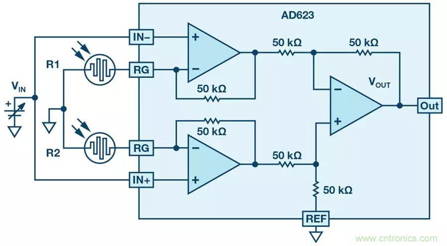 你有沒有試過用儀表放大器測量兩個光源的相對強度？